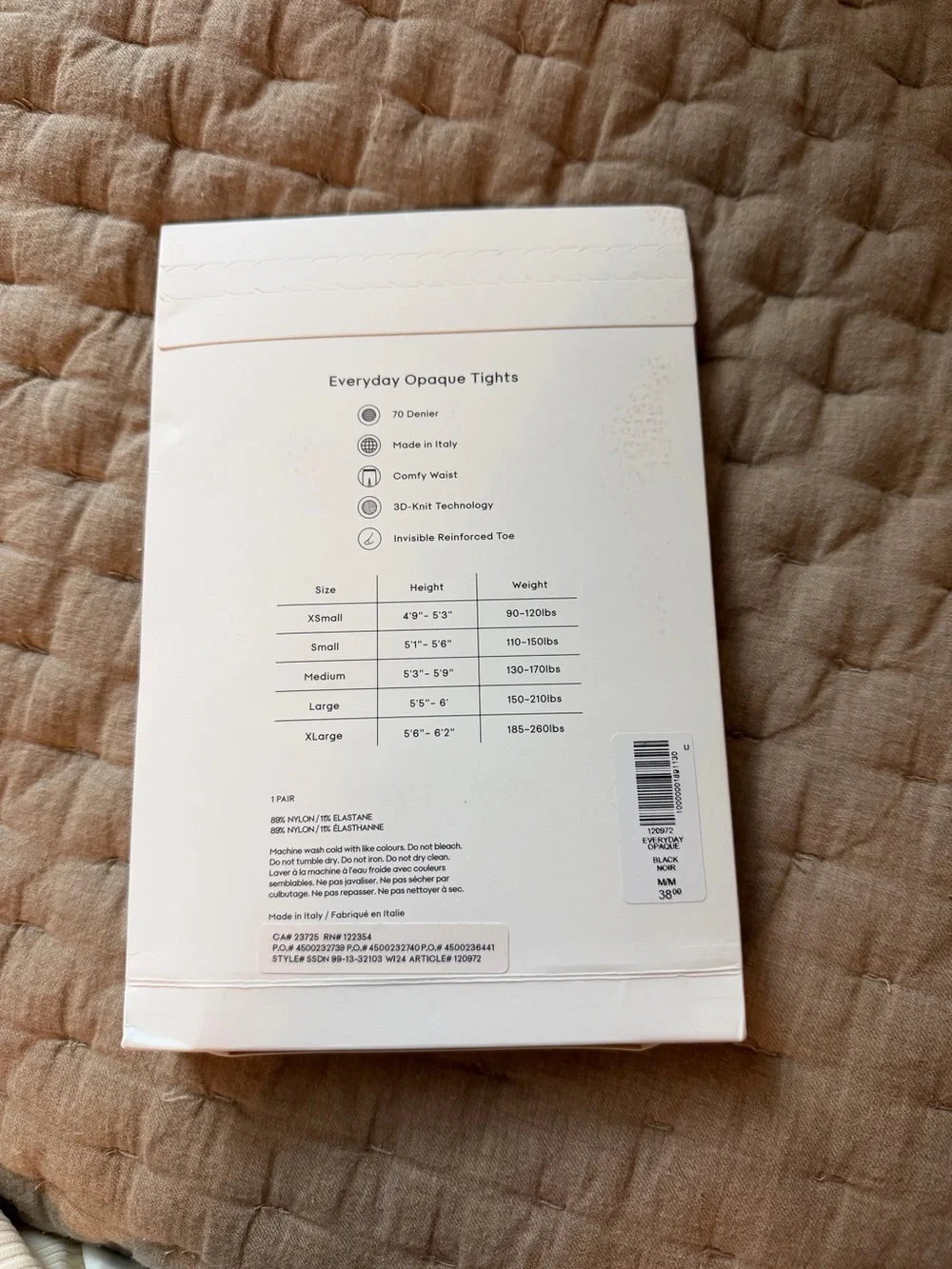 Aritzia Everyday Opaque Tights in Black - Medium
